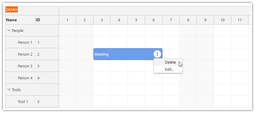 HTML5 Scheduler Component Event Context Menu