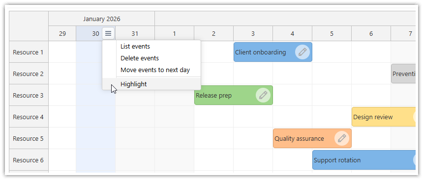 Highlight a Selected Time Column in the Scheduler Timeline Highlight a Selected Time Column in the Scheduler Timeline