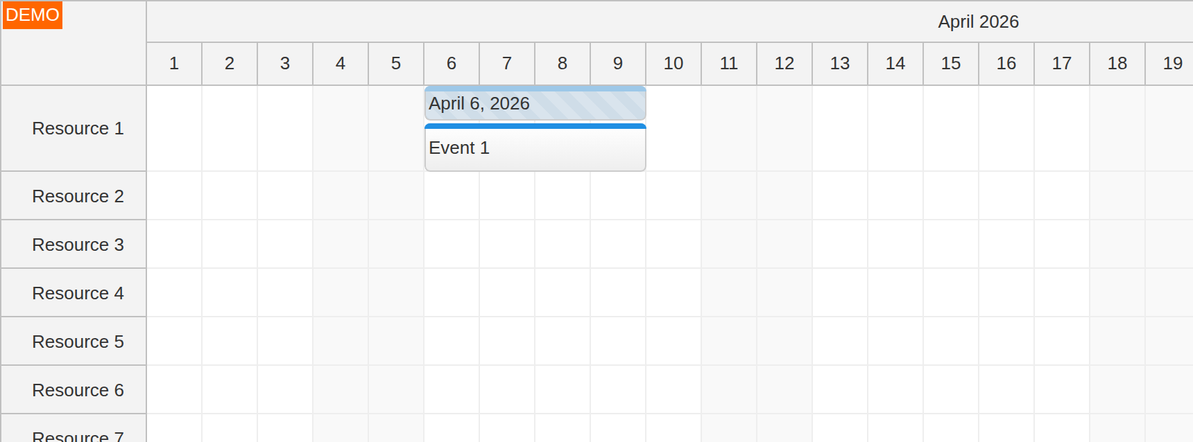 javascript scheduler event version with text above