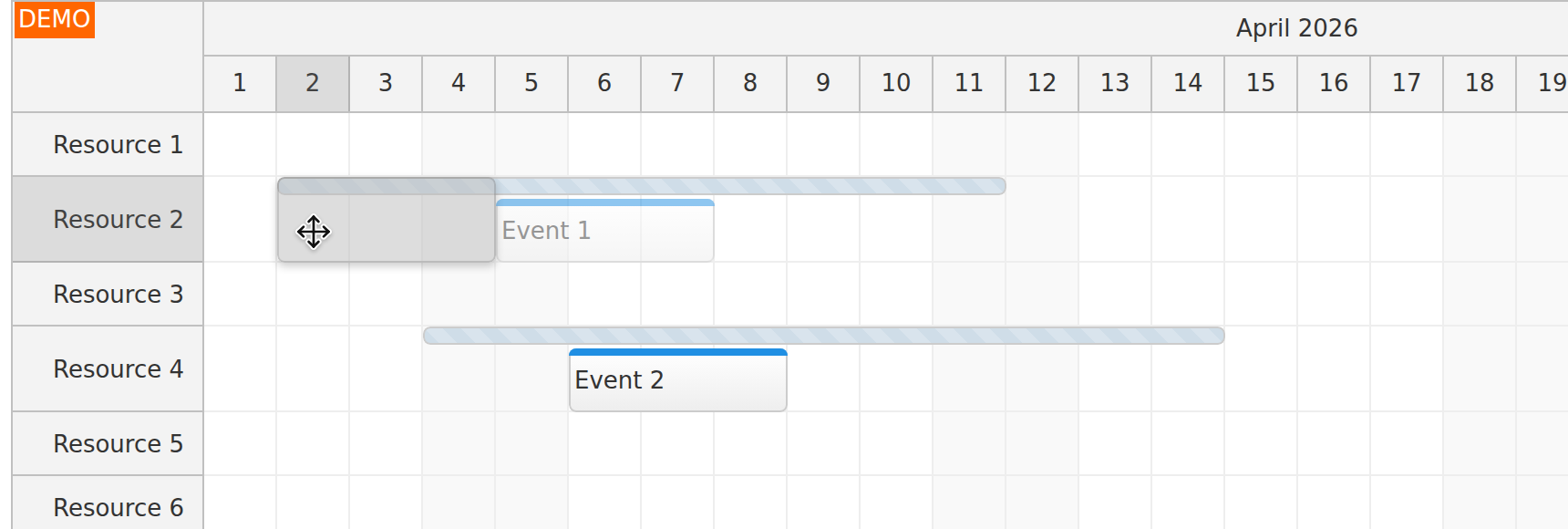 JavaScript Scheduler Limit Target Drag and Drop Date Range