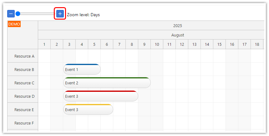How to zoom in the React Scheduler component
