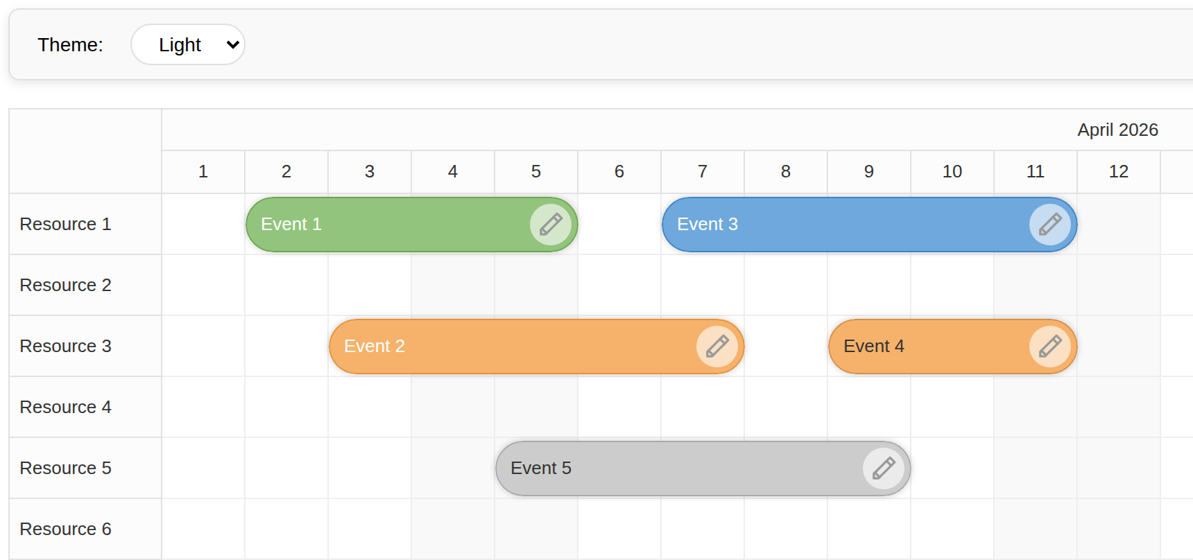 react scheduler light theme