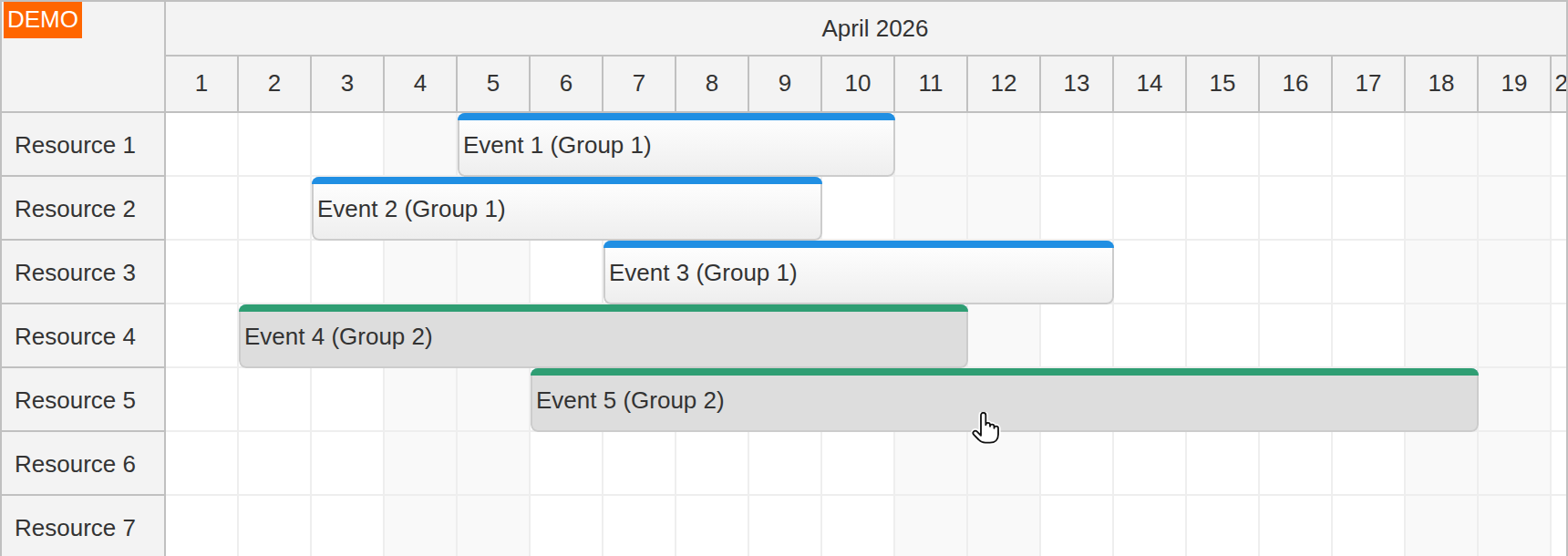 JavaScript Scheduler Highlighting Related Events Click Selection