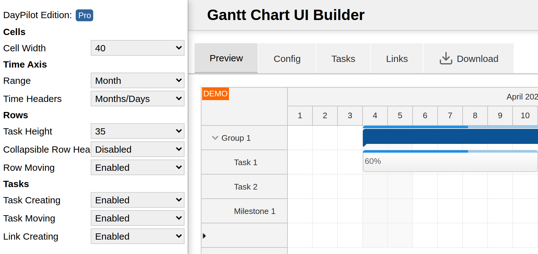 Gantt Chart Component Configurator Gantt Chart Component Configurator