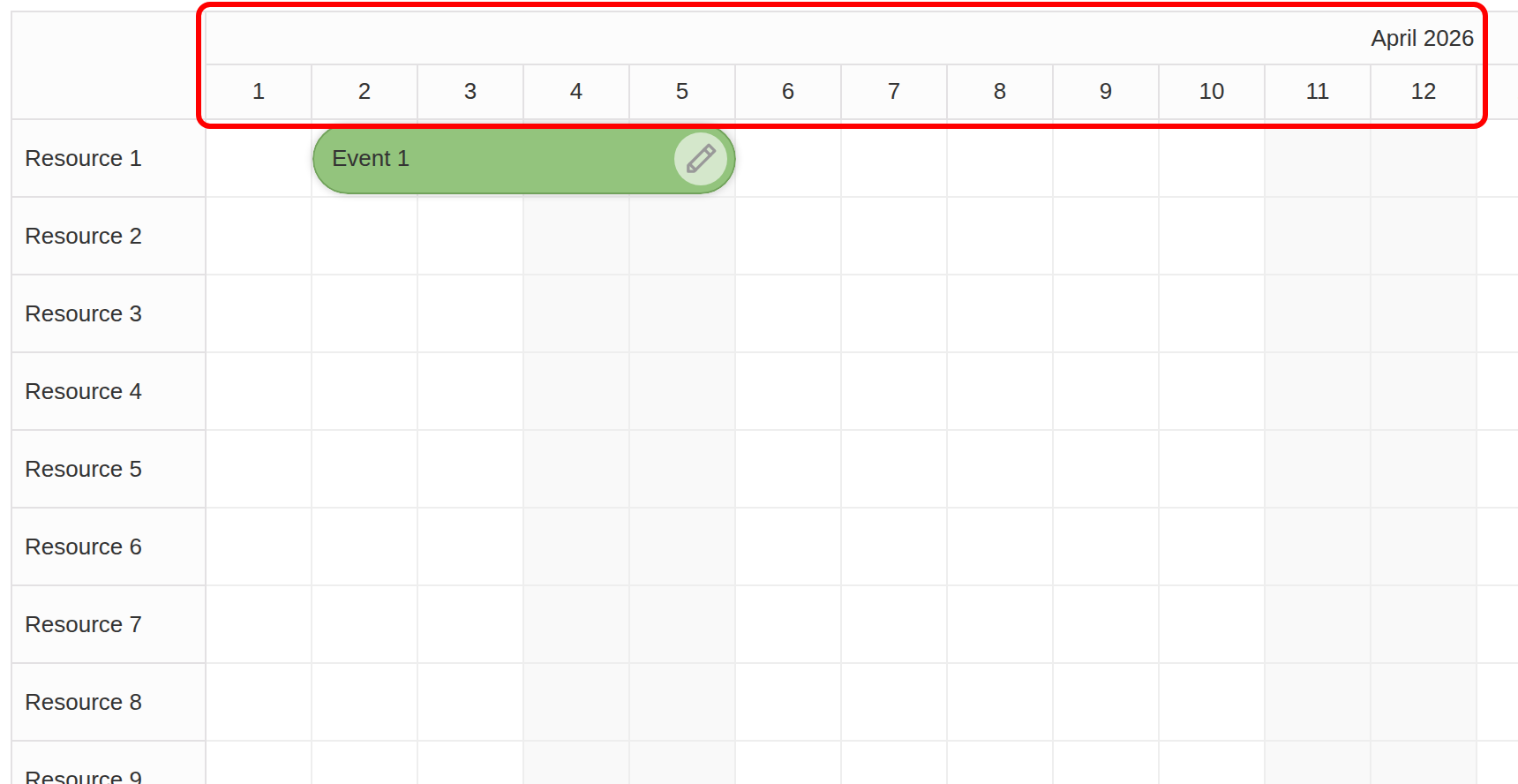 react scheduler timeline configuration