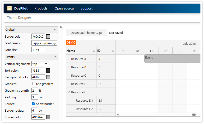Open-Source Angular Scheduler Configurator