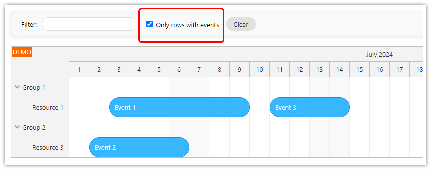 Angular Scheduler Row FIltering Resources with Events Angular Scheduler Row FIltering Resources with Events