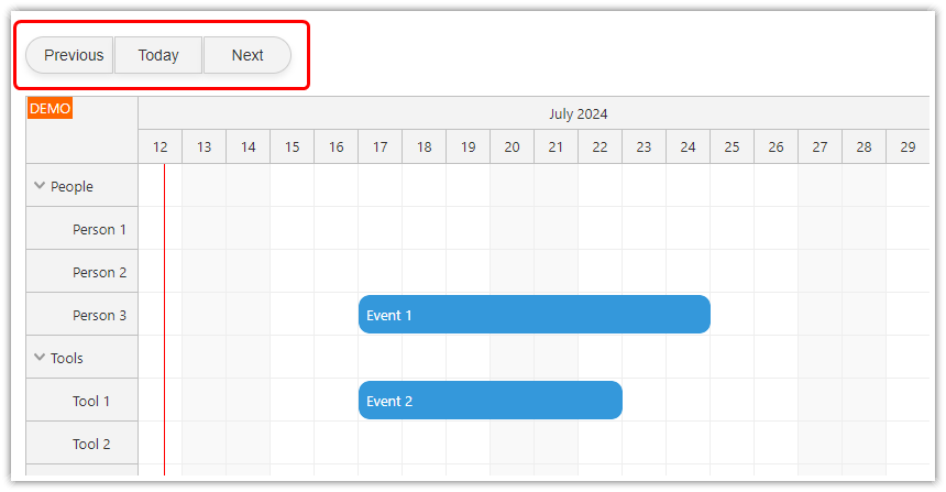 Scrolling Buttons for JavaScript Scheduler with Infinite Scrolling Scrolling Buttons for JavaScript Scheduler with Infinite Scrolling