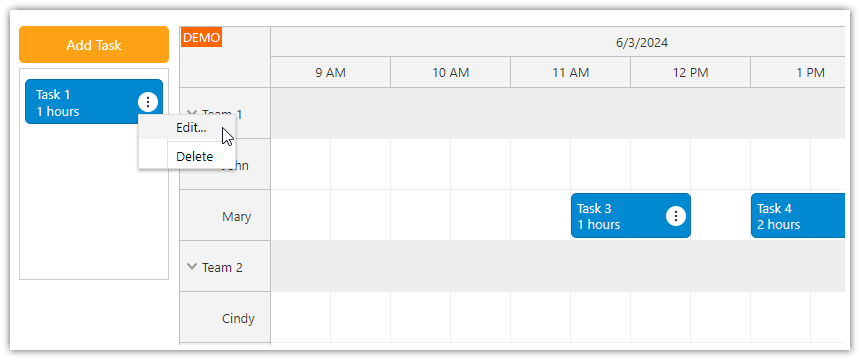 Angular Work Order Queue Context Menu