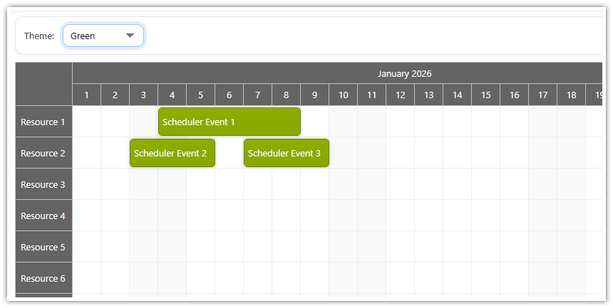 Angular Scheduler - Green CSS Theme