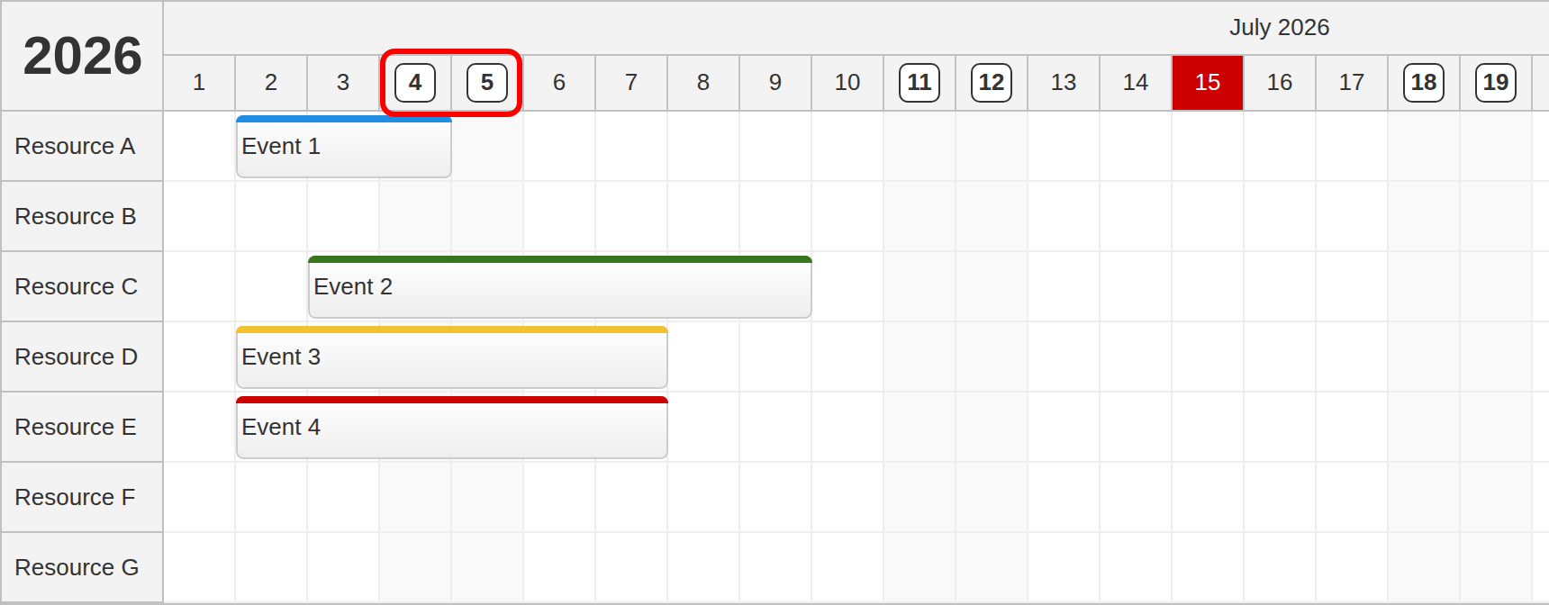React Scheduler - Rendering JSX in the Time Header (Weekends)
