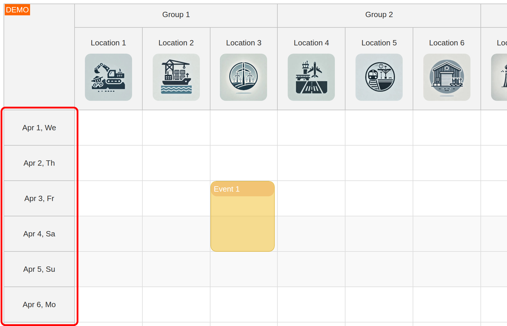 Defining Vertical Timeline for Vue Scheduler
