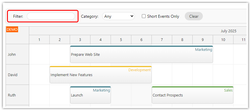 Angular Scheduler - Filtering Events by Text