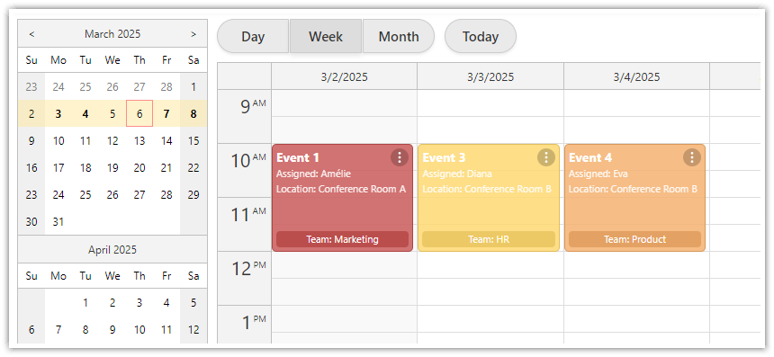 Changing the Selected Date in Day, Week, Month Next.js Calendar