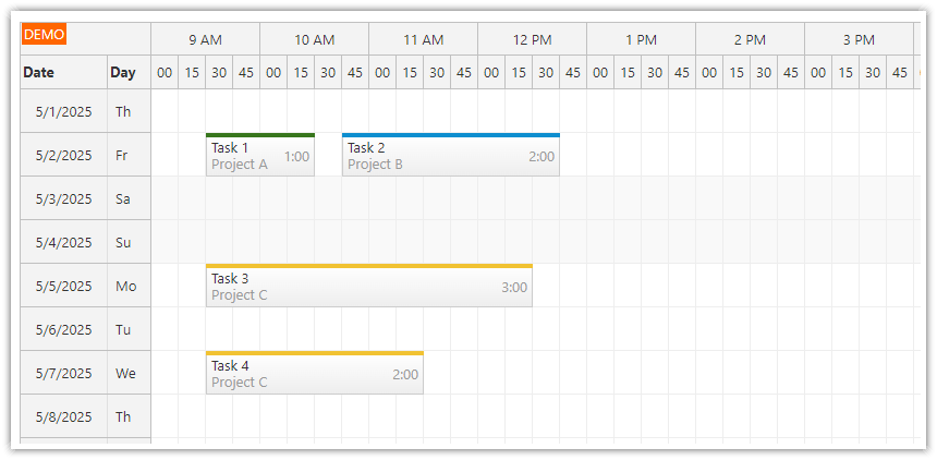 React Timesheet Component - Show Project Details React Timesheet Component - Show Project Details