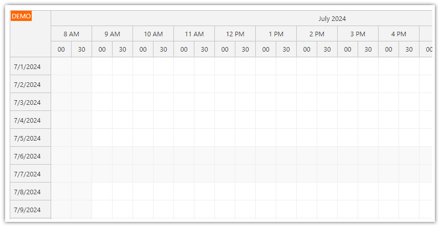 JavaScript Timesheet Headers with Time Slot Names JavaScript Timesheet Headers with Time Slot Names