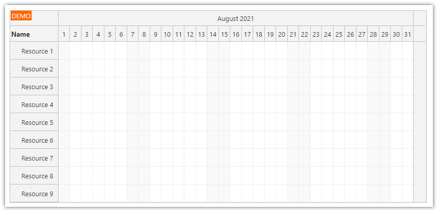 javascript scheduler summary column empty