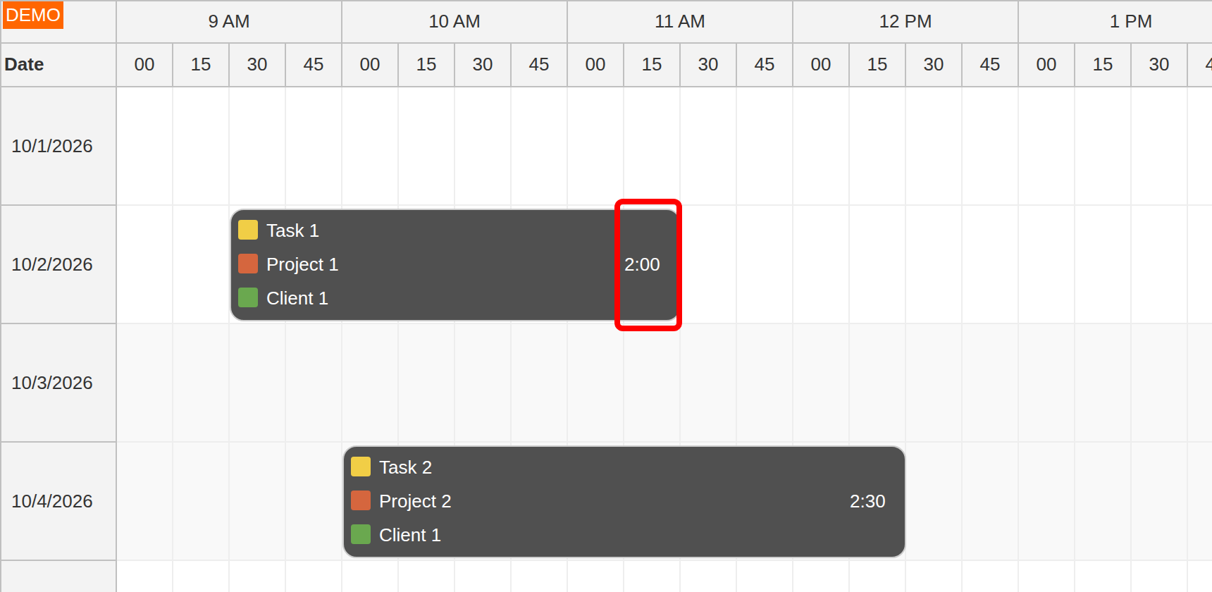 How to Display Duration of Timesheet Events