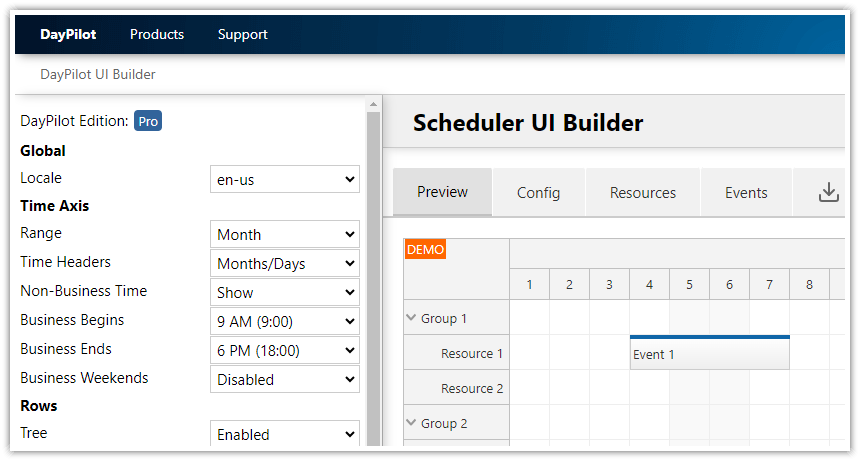 Scheduler UI Builder