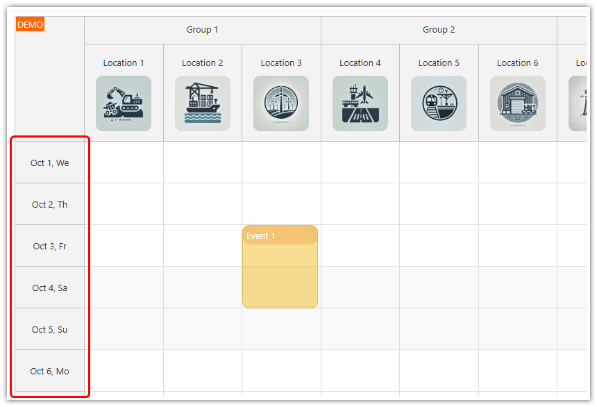 Defining Vertical Timeline for Vue Scheduler