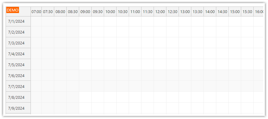 JavaScript Monthly Timesheet with 30-Minute Slots JavaScript Monthly Timesheet with 30-Minute Slots