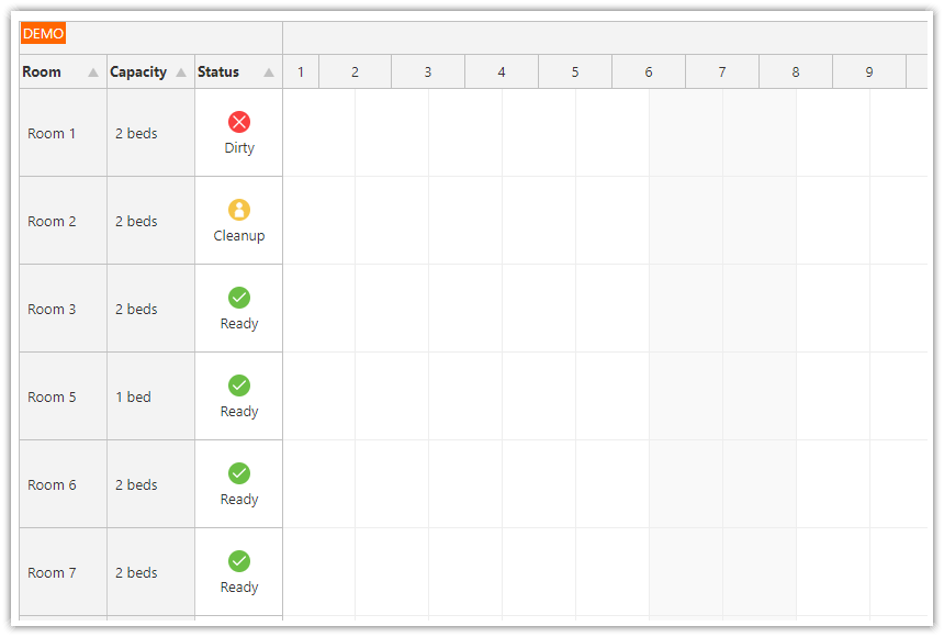 PHP Hotel Room Booking System (JavaScript, HTML5, MySQL) - Room Status Icon