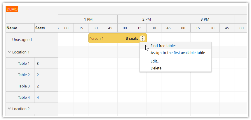 ASP.NET Core Restaurant - Find a Free Table for an Unassigned Reservation