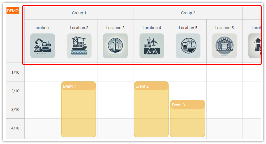 Customizing Column Headers with Vue Templates in Vertical Scheduler