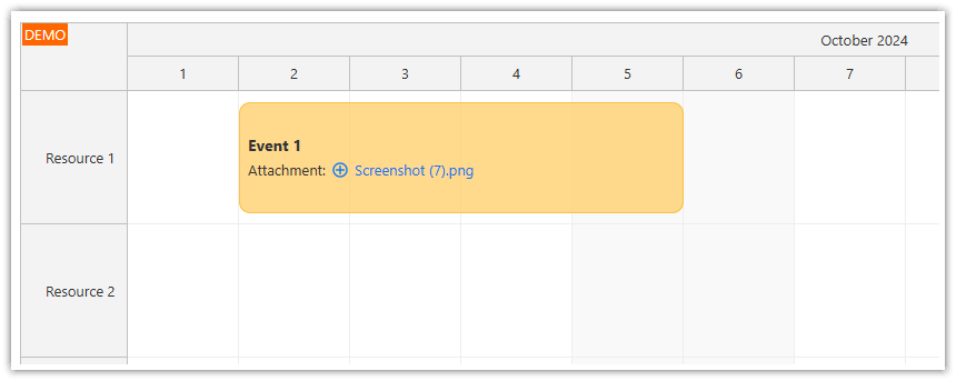 Vue Scheduler Event Template with an Attachment Upload Button