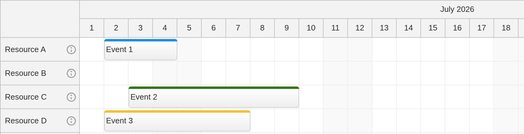 react scheduler rendering jsx components in row headers active areas