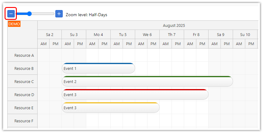 How to zoom out the React Scheduler component