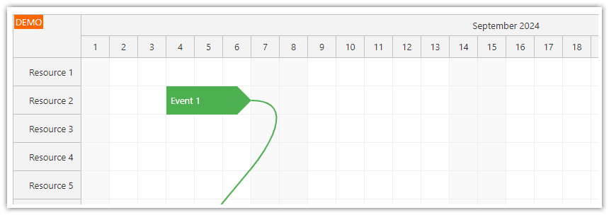 JavaScript Scheduler - Events with a link starting at their right side