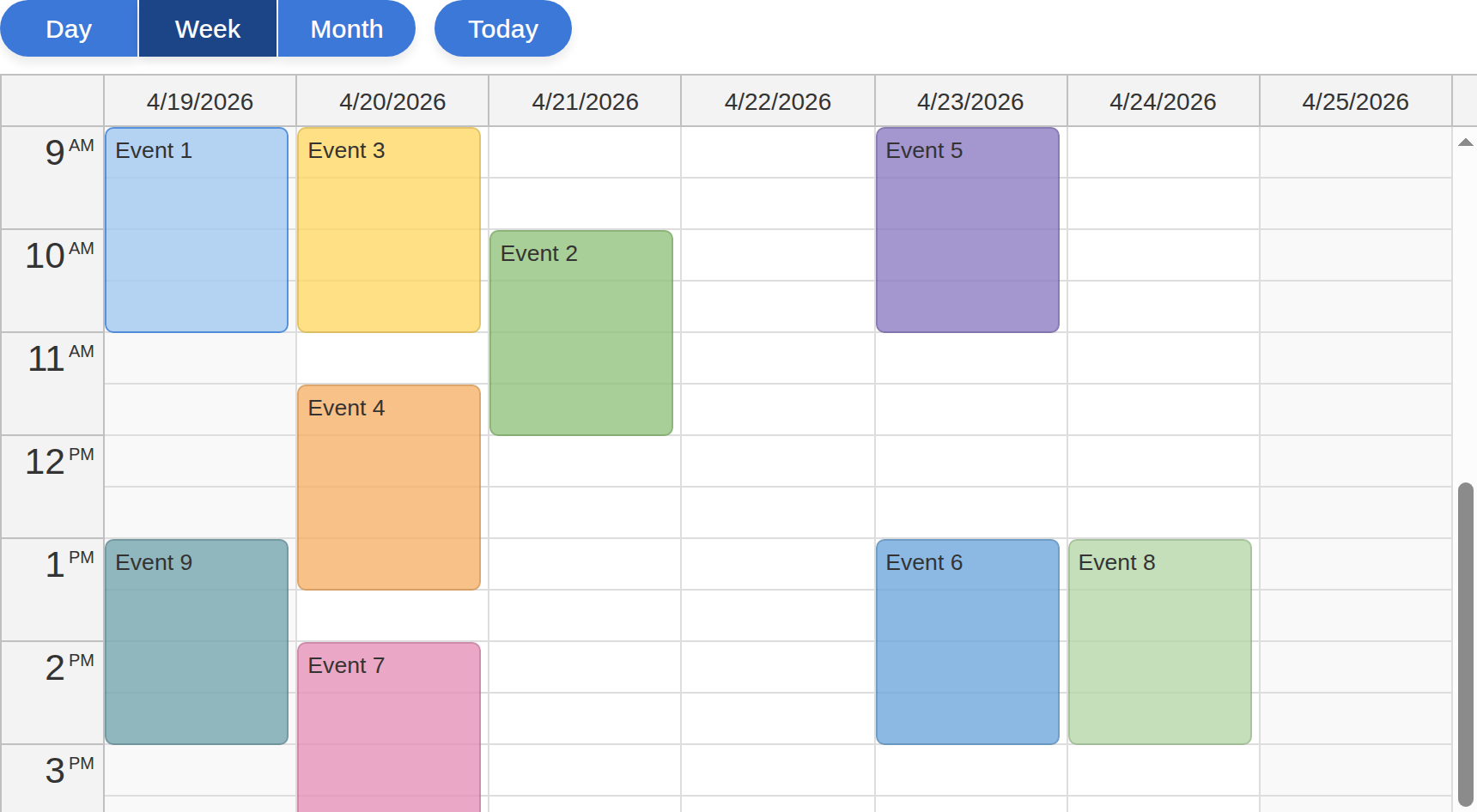 Weekly Calendar View in React
