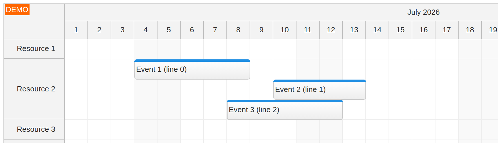 javascript scheduler event placement forcing a line