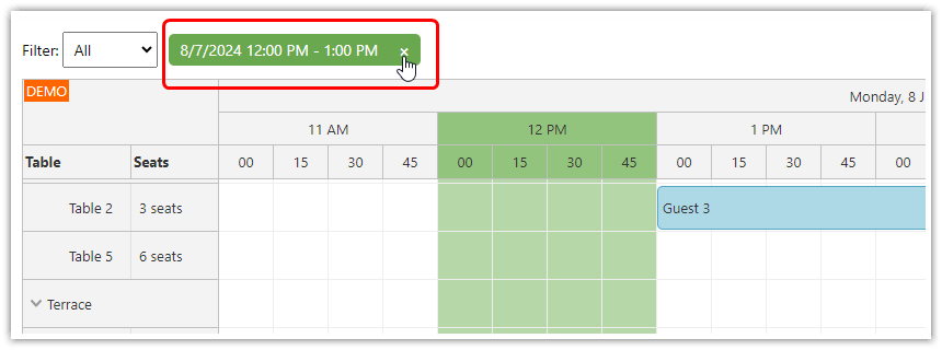 Angular Restaurant Table Reservation - Clearing the Filter Angular Restaurant Table Reservation - Clearing the Filter