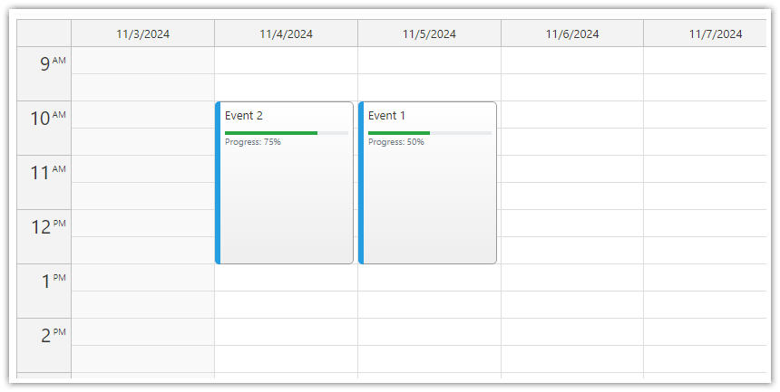 Vue Calendar (Open-Source) - Adding Progress Bars  to Events using Vue Templates