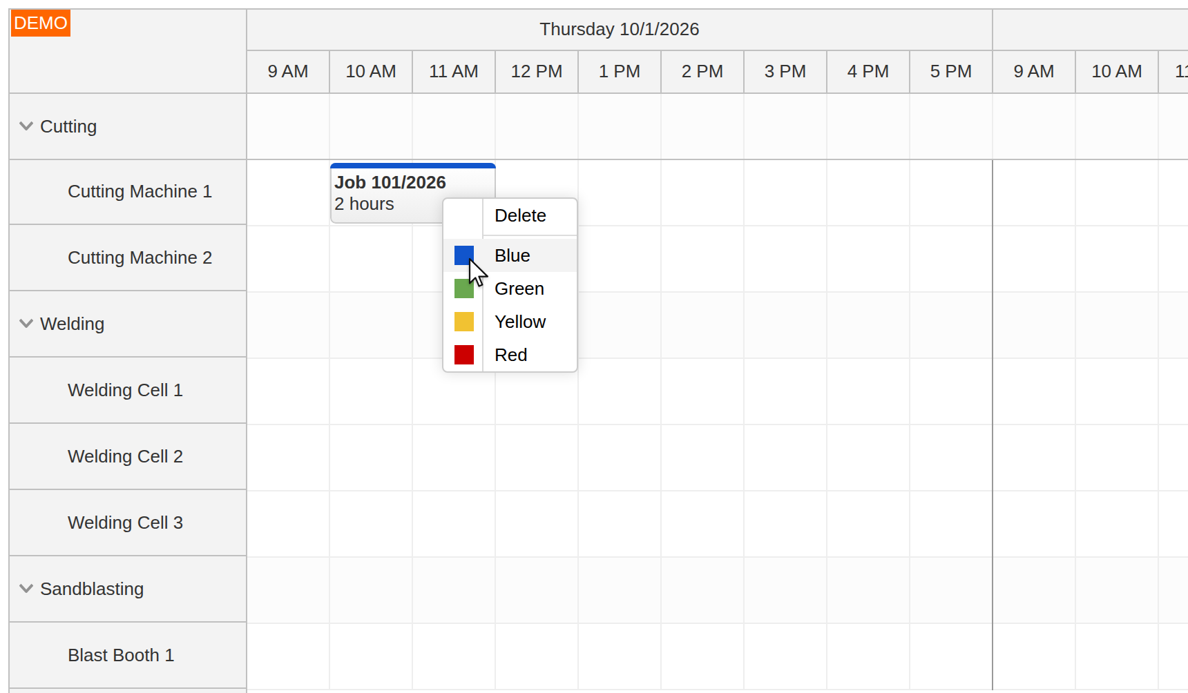 machine production job scheduling spring java context menu