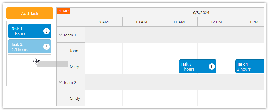 Angular Work Order Scheduler Drag and Drop