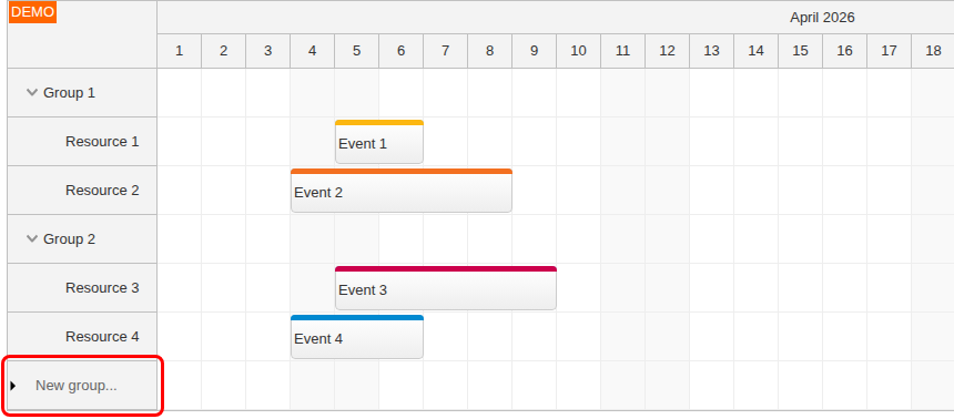angular scheduler resource management new group