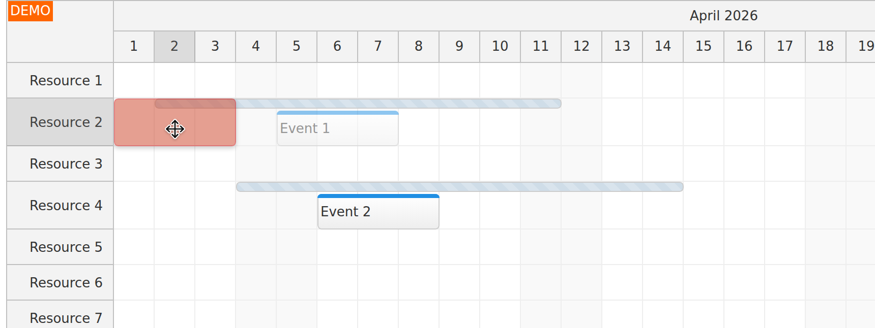 JavaScript Scheduler Limit Target Drag and Drop Date Range Forbidden