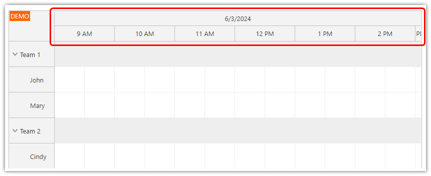 Angular Work Order Scheduling Timeline