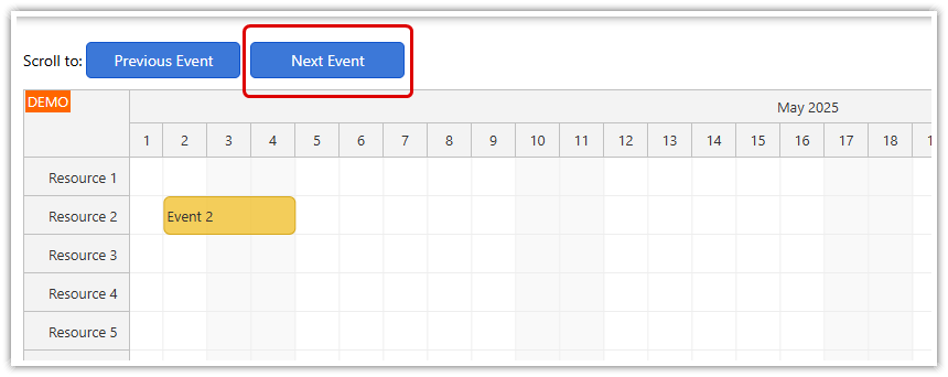 Find Next Event in JavaScript Scheduler Button Find Next Event in JavaScript Scheduler Button