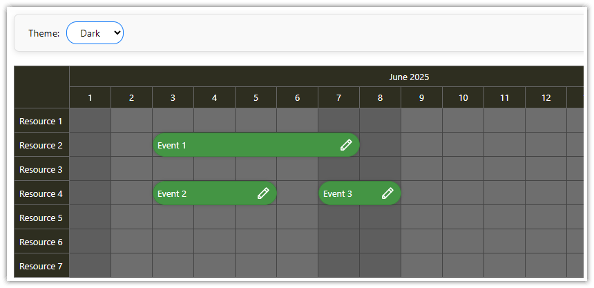 React Scheduler with Horizontal Timeline (Open-Source) - Dark Theme React Scheduler with Horizontal Timeline (Open-Source) - Dark Theme