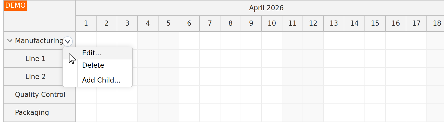 javascript scheduler resource context menu icon