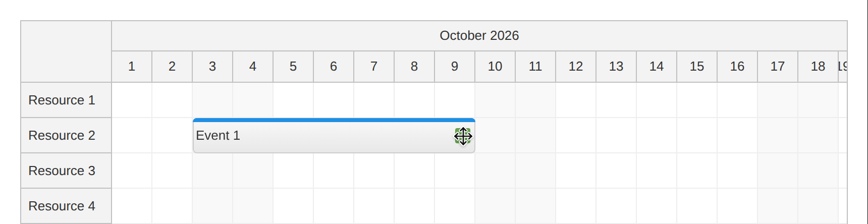 javascript scheduler start dragging