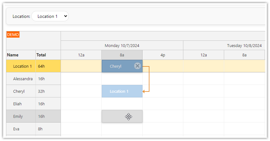 Change the Shift Assignment using Drag and Drop in React Shift Scheduling App