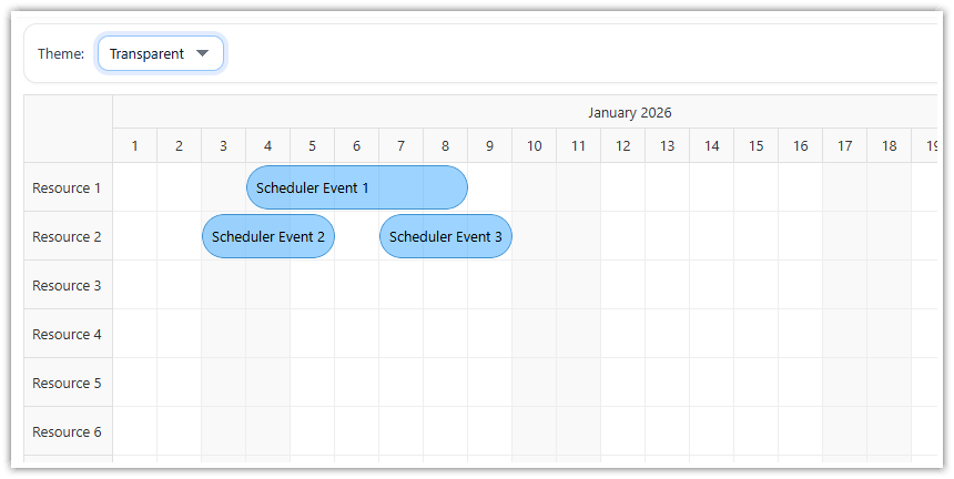 Angular Scheduler - Transparent CSS Theme