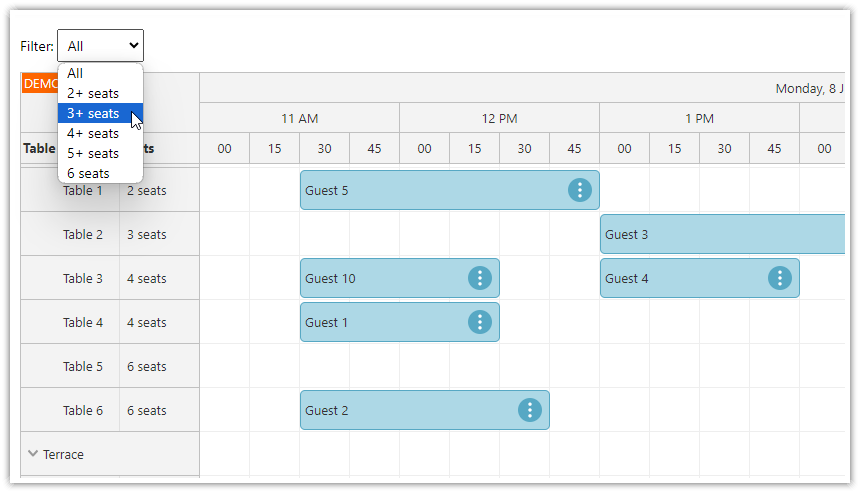 Angular Restaurant Table Reservation - Filtering by Seats Angular Restaurant Table Reservation - Filtering by Seats
