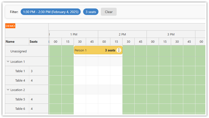 ASP.NET Core Restaurant - Filter Matching Tables