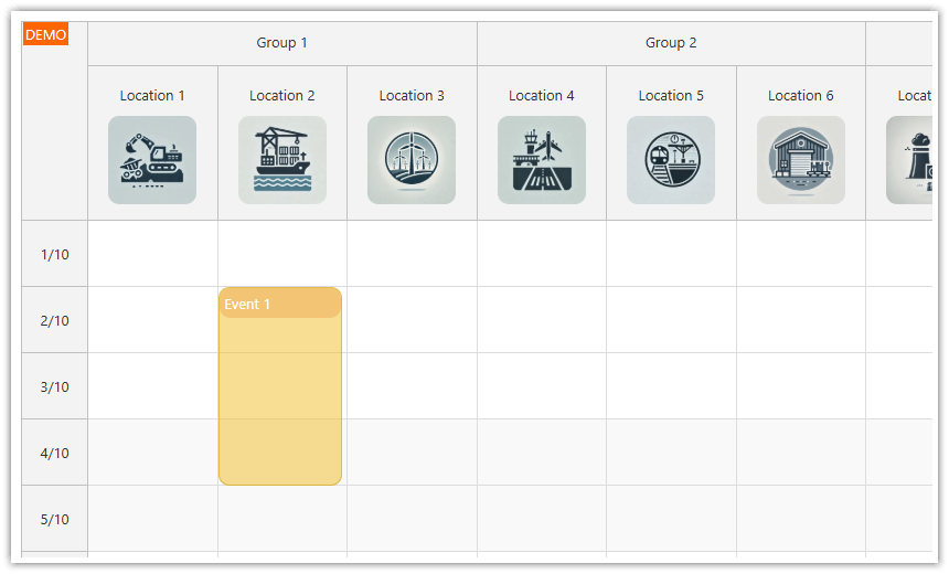 Setting Up Column Groups in Vue Scheduler